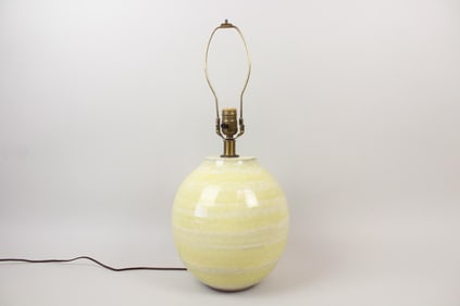Mid-Century Modern Yellow Glazed Ceramic Ball Lamp, Design Technics