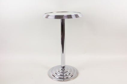 Art Deco Style Mirrored Chrome Pedestal Side Table