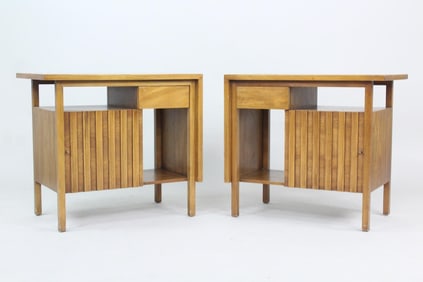 Pair of Mid-Century Modern Wood End Table Nightstands by John Widdicomb