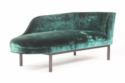 Green Velvet Chaise Longue Fainting Couch, Edward Wormley for Dunbar