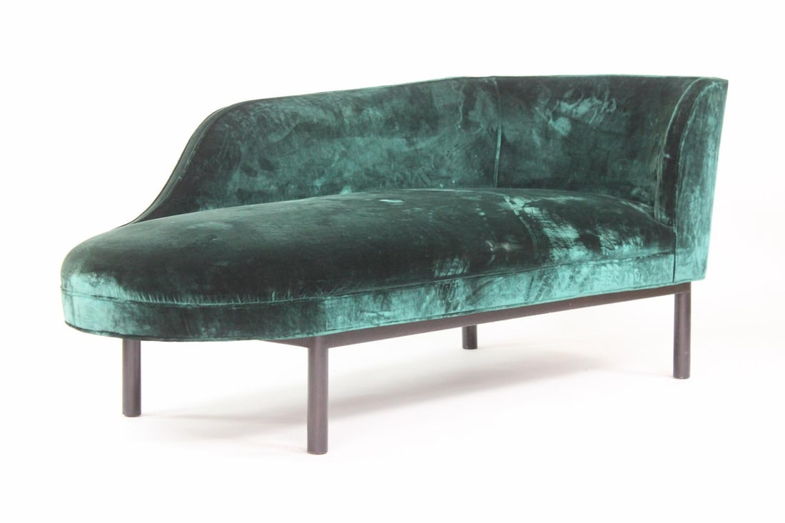 Green Velvet Chaise Longue Fainting Couch, Edward Wormley for Dunbar (1 of 18)