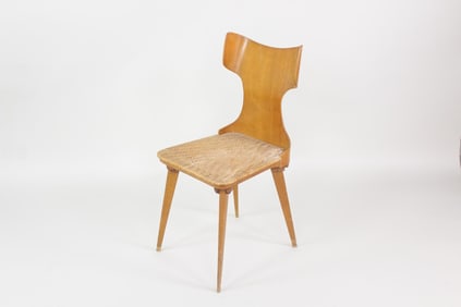 Mid-Century Bentwood & Rattan Seat Chair, Carlo Ratti Style