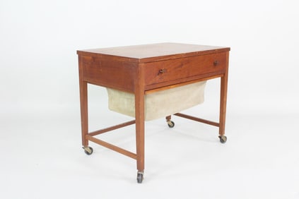 Mid-Century Danish Modern Teak Sewing Cart Table