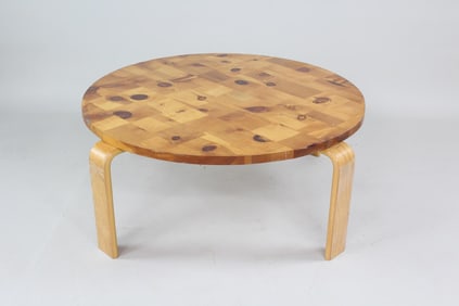 Bentwood Patchwork Top Round Table, 1 of 2, Alvar Aalto Style