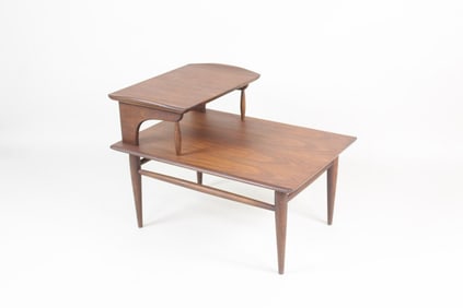 Mid-Century Modern Wooden Tiered Side Table, Bassett