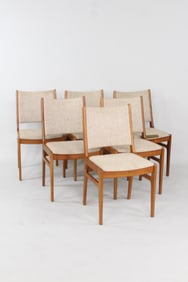 Set of 6 Danish Modern Teak Upholstered Dining Chairs, D-Scan