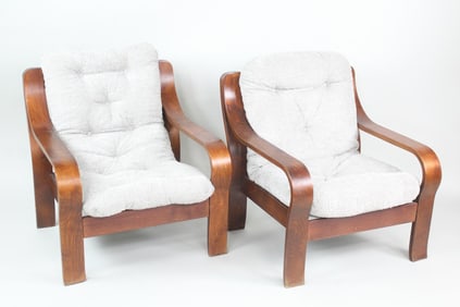 Pair of Bentwood Modern Chairs with Teddy Fabric