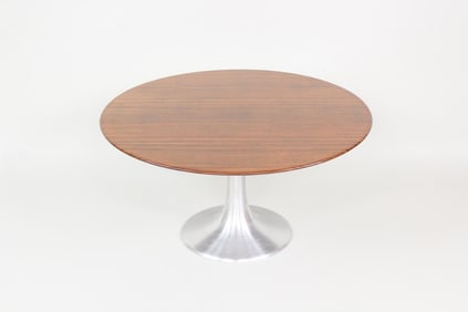 Mid-Century Modern Rosewood & Steel Tulip Coffee Table, Saarinen Style