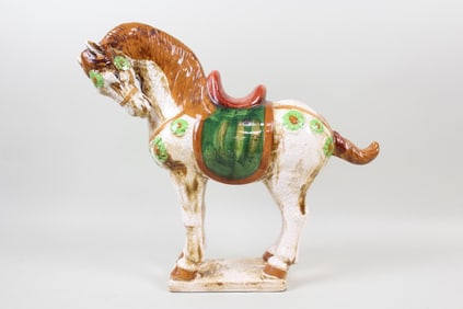 Italian Ceramic Chinese Tang Style Sancai Horse Figurine