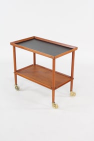 Danish Modern Teak Rolling Serving Cart, John Stuart