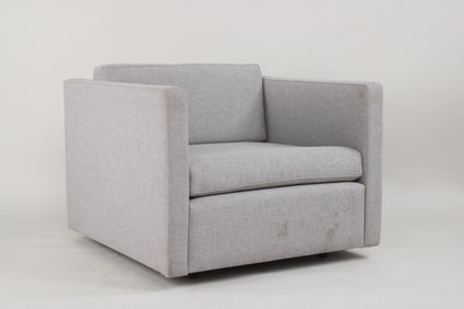 Mid-Century Modern Grey Cube Lounge Chair, Charles Pfister for Knoll