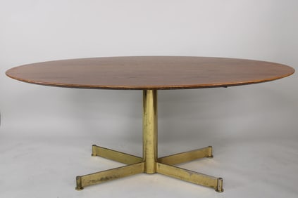 Florence Knoll Executive Dining Table, Unusual Brass Base