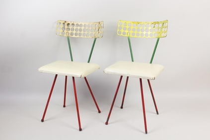 Pair of Postmodern Metal Painted Childrens Chairs