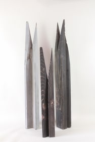 Set of 3 Carved Brutalist Wood Sculptures