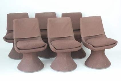 Set of 6 Space Age Upholstered "Mushroom" Chairs, Burke for Arkana