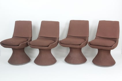 Set of 4 Space Age Upholstered "Mushroom" Chairs, Burke for Arkana