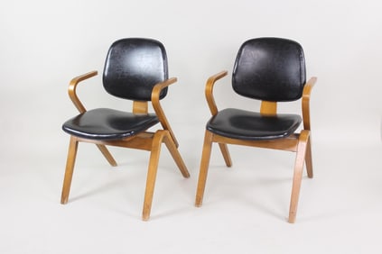 Pair of Mid-Century Modern Bentwood Joe Atkinson for Thonet Armchairs