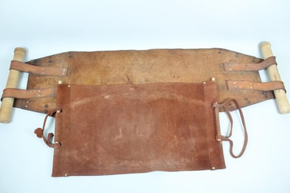 Pair of Wood & Leather Firewood Log Holder Carriers
