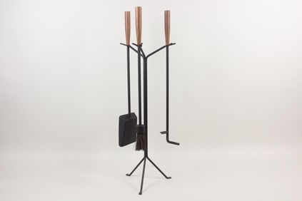 Mid-Century Modern Wood & Iron Fireplace Tools, George Nelson for Herman Miller