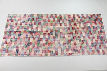 10.5-Foot Turkish Checkered Rainbow Runner Rug