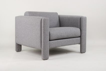 Mid-Century Modern Grey Cube Lounge Chair, Jim Eldon for Knoll