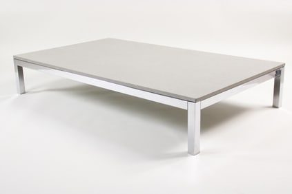 Minimalist Chrome & Stone Coffee Table, Minotti Poltrone E Divani