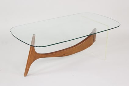 Mid-Century Modern Wood, Acrylic, & Glass Coffee Table, Vladimir Kagan