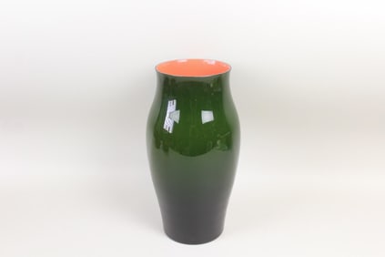 Carlo Moretti for Tiffany Green Glass Vase, Made in Italiy