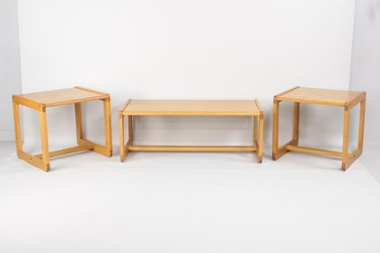 Set of 3 Low Oak 'Classic' Tables by Lesro