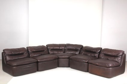 Frederick Hill for Walter Knoll "Plus 144" 5-Piece Modular Leather Sofa