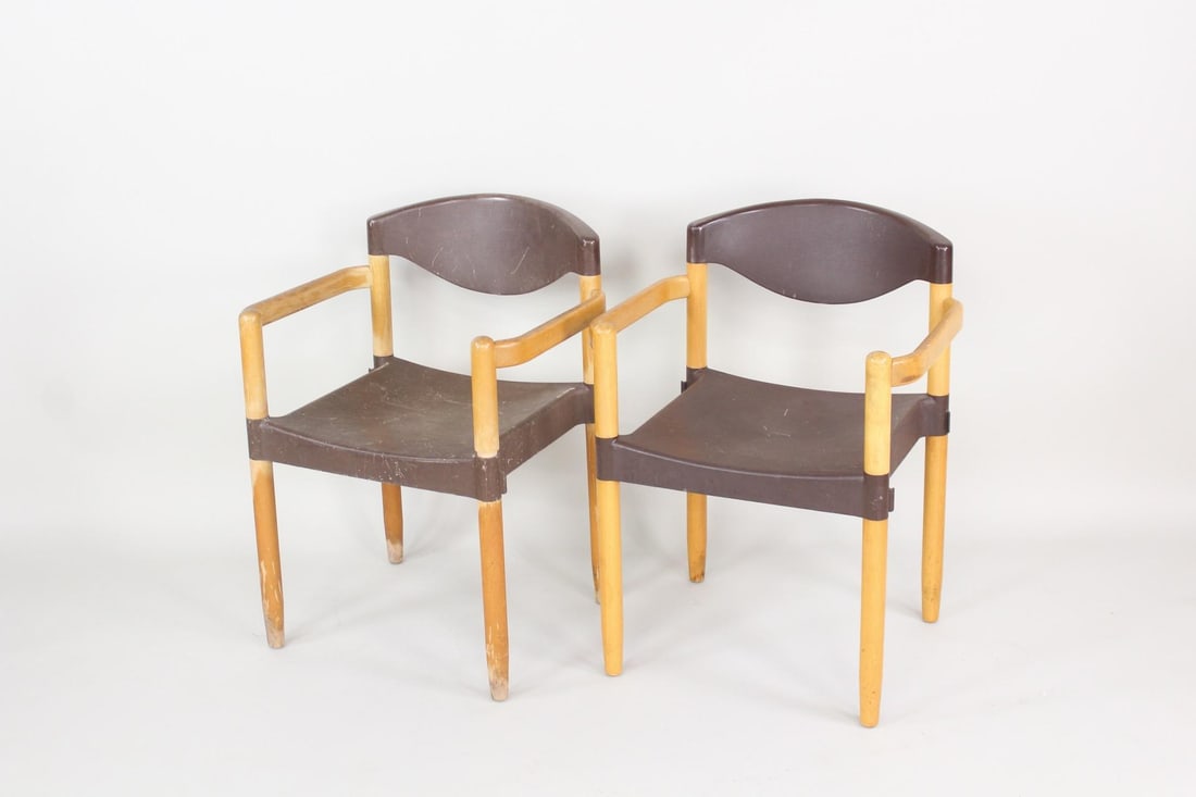 Pair of Postmodern Wood & Plastic Strax Casala Chairs by Hartmut Lohmeyer (1 of 13)