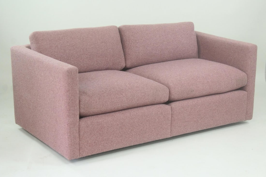 Mid-Century Modern Mauve Cubist Loveseat Sofa, Charles Pfister for Knoll (1 of 12)