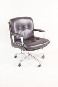Mid-Century Modern Leather & Steel Office Chair, Osvaldo Borsani for Vaghi