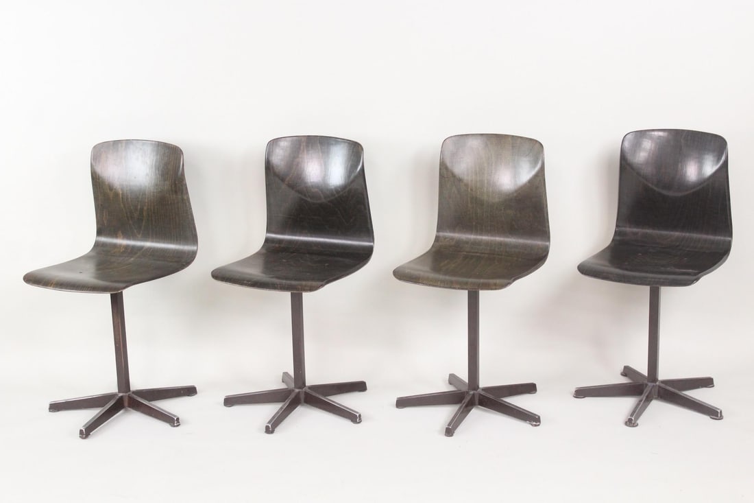 Set of 4 Mid-Century "Thur-Op-Seat" Chairs, Pagholz West Germany (1 of 11)