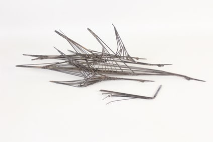 Brutalist Welded Metal Faux Bois Wall Sculpture