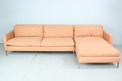 Crate & Barrel Contemporary Orange Sectional Sofa