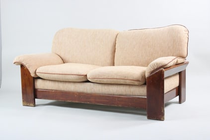 Mid-Century Modern Wood & Cushion 'Sapporo' Sofa, Mario Marenco for Mobil Girgi