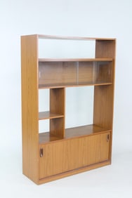 Mid-Century Modern Wood & Glass Shelf, Schreiber