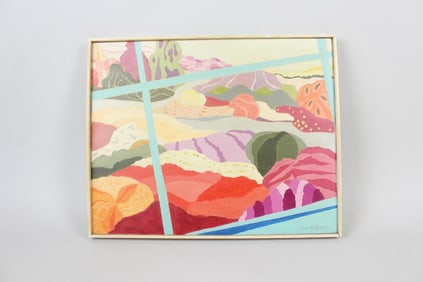 Framed Abstract Pastel Landscape Painting, Ursula Jonas 1991