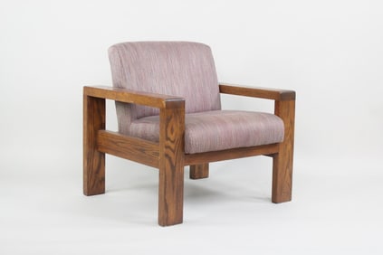 Mid-Century Modern Scandinavian Cubist Wooden Armchair