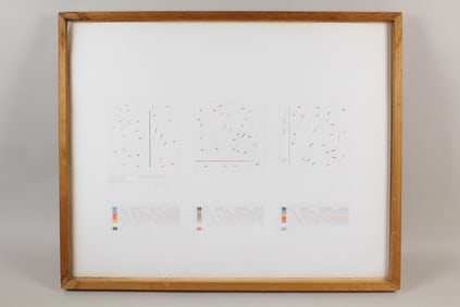Framed & Signed Mid-Century "Mondrian Area Series / B:W:G" by John Pearson 1976