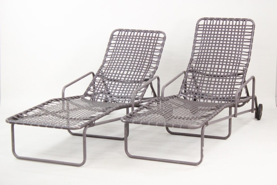 Pair of Russell Woodard Style Metal Chaise Longues (1 of 9)