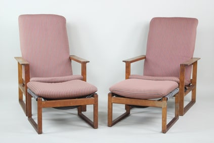 Pair of Mid-Century Danish Modern '2254' Lounge Chairs & Ottomans, Borge Mogensen