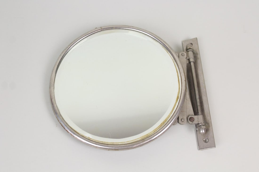 Art Deco Nickel Plated Bathroom Wall Shaving Mirror (1 of 8)