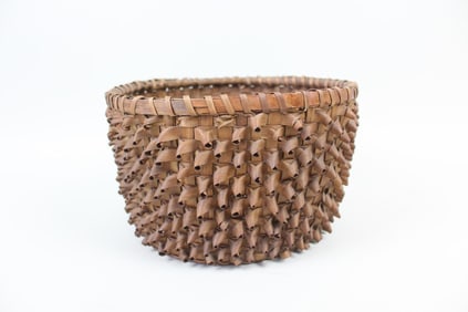 Wabanaki Round Porcupine Curl Basket, Maine