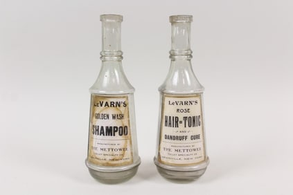 Pair of LeVarn's Barber Apothecary Bottles