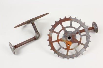 Pair of Industrial Metal Wall Shelf, Bicycle Sprocket