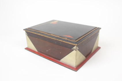 Art Deco Painted Wooden Jewelry Box