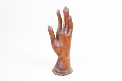 Antique Wood Glove Store Display Hand, Articulating Thumb