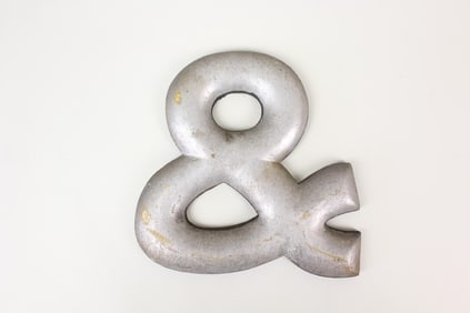 Antique Silver Wooden Sign Letter "&"